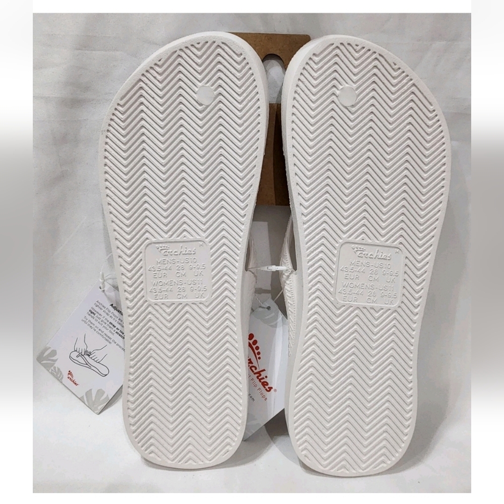 Archies Arch Support Thong WHITE LEATHER Flip Flops Sandal Men 10 Women 11 New - Picture 3 of 16